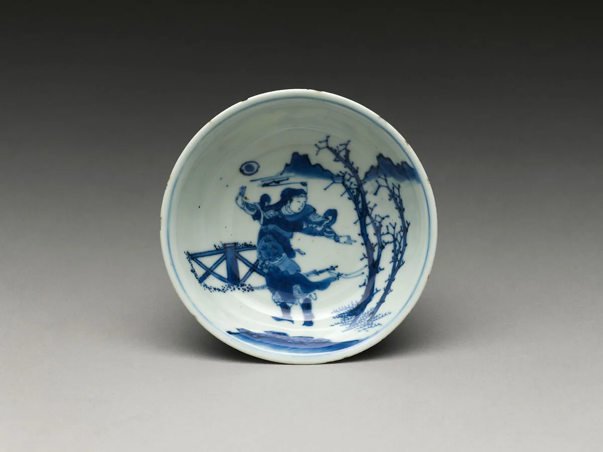 清初 景德鎮窯青花武將圖淺碗|Bowl with figure of a warrior — Unknown