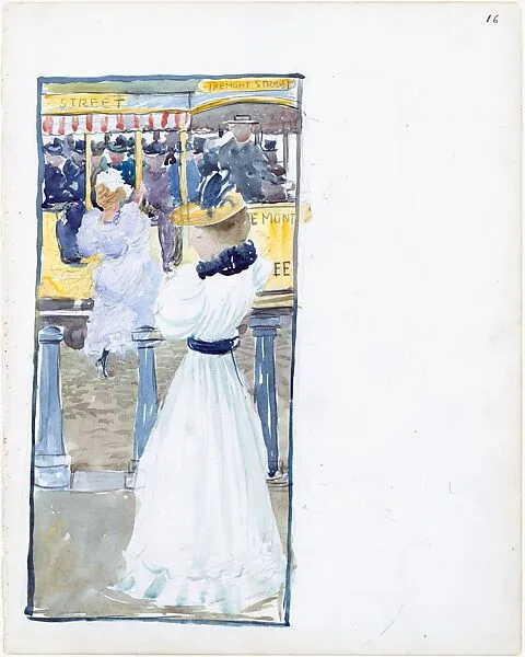 Large Boston Public Garden Sketchbook: The streetcar on Tremont Street — Maurice Brazil Prendergast