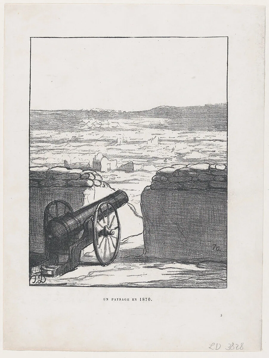 An 1870 landscape, from 'News of the day,' published in Le Charivari, December 10, 1870 — Honoré Daumier