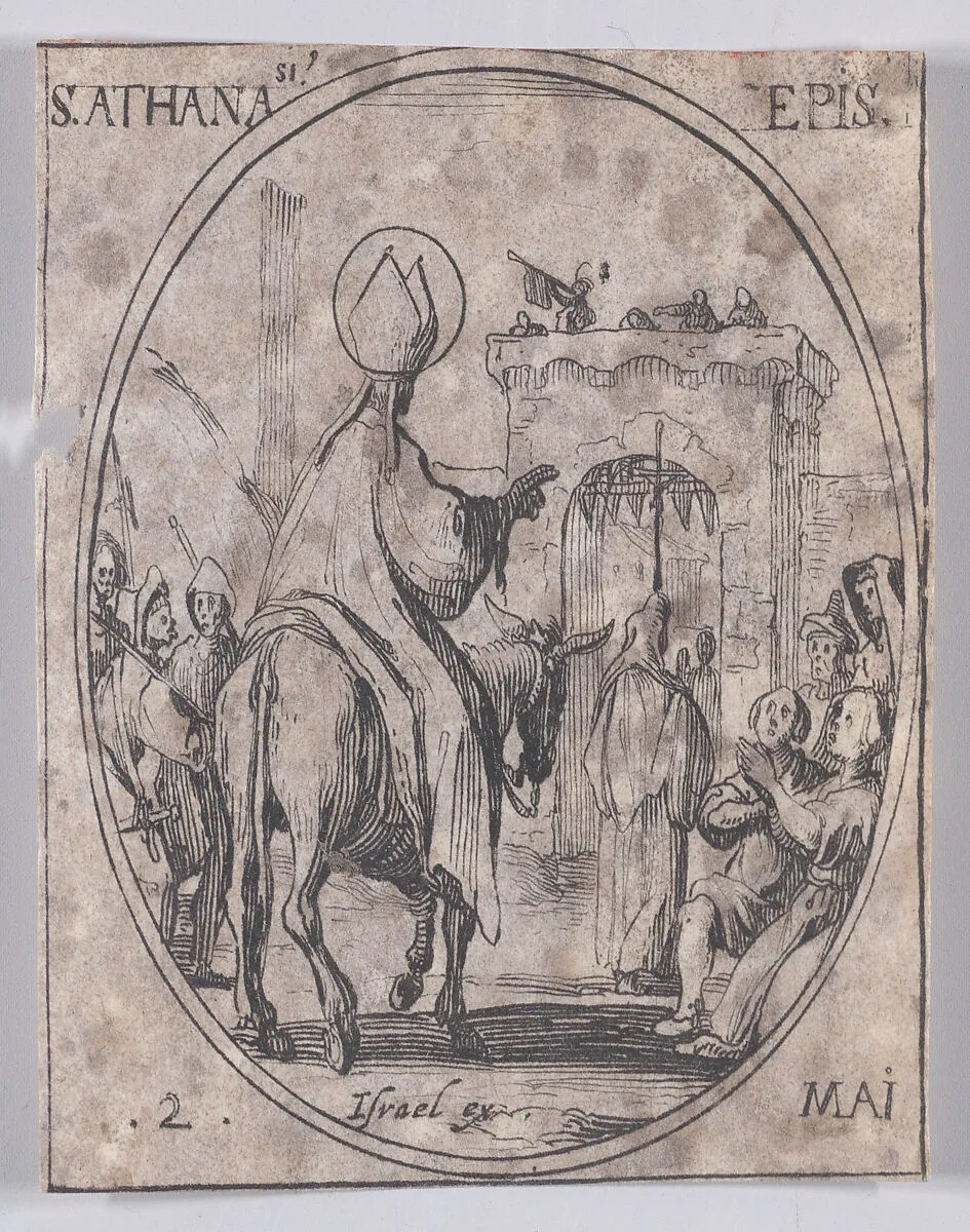S. Athanase, évêque (St. Athanasius, Bishop), May 2nd, from "Les Images De Tous Les Saincts et Saintes de L'Année" (Images of All of the Saints and Religious Events of the Year) — Jacques Callot|Israël Henriet