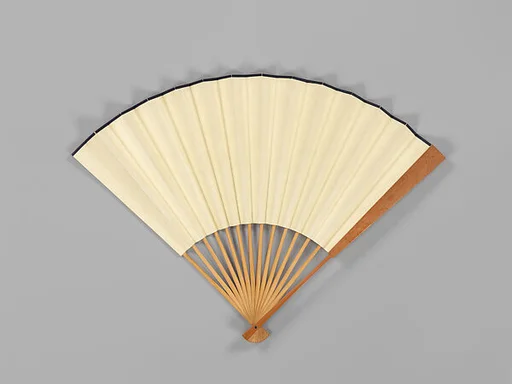 現代 金西厓刻金城繪扇骨竹葉垂蛛圖 成扇|Folding fan with bamboo frame carved with spider and bamboos