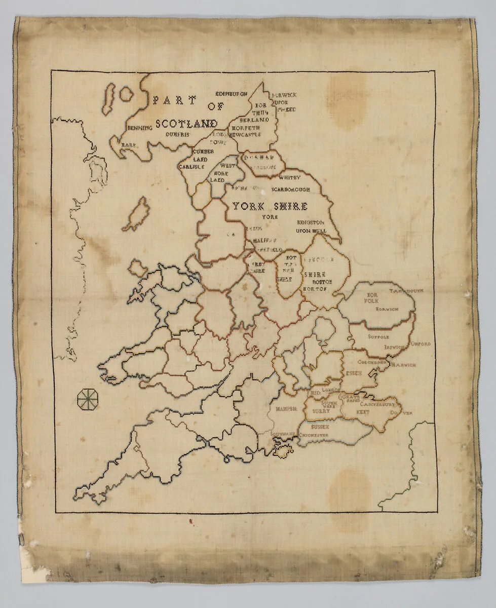 Embroidered map sampler — Unknown