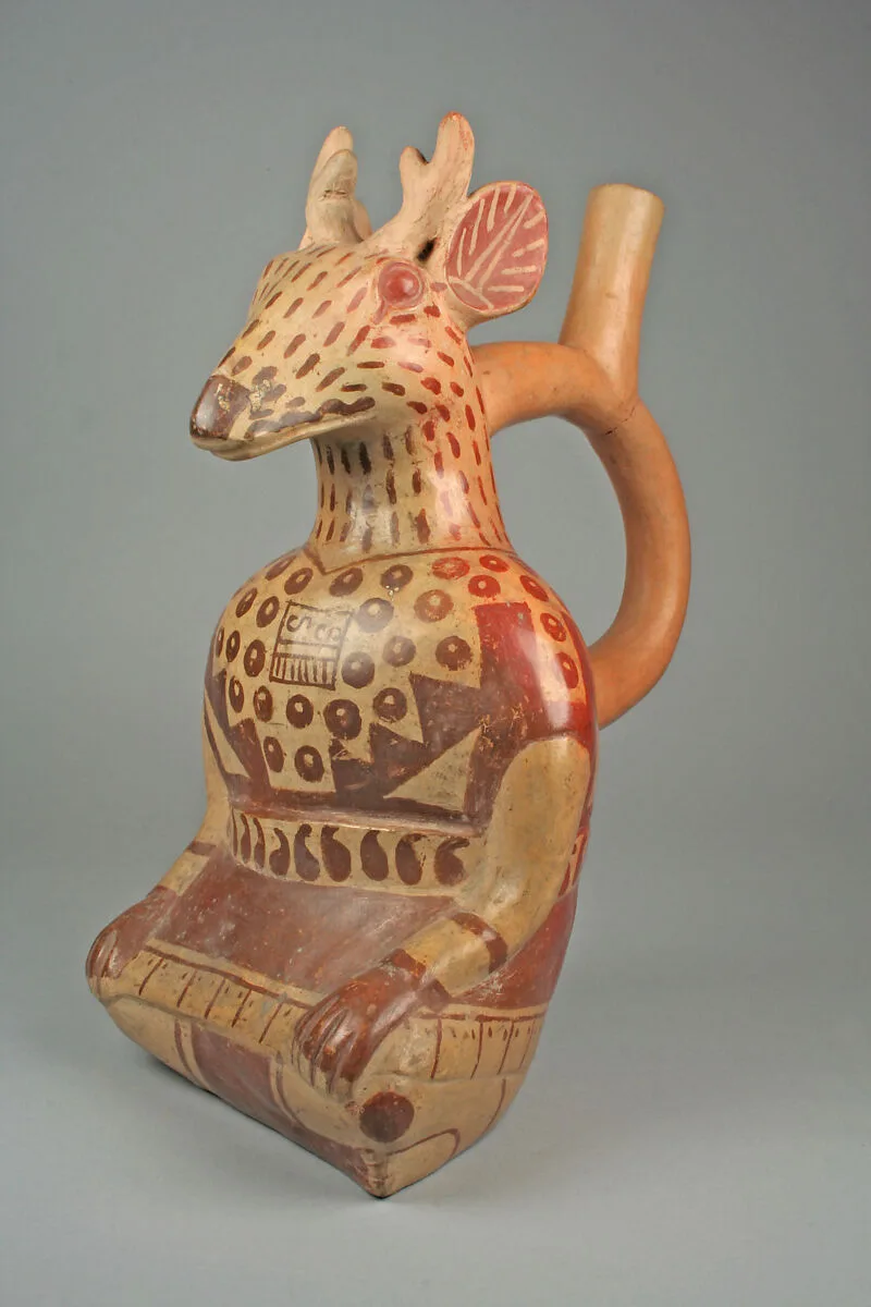 Stirrup Spout Bottle with Deer — Unknown