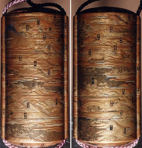 東海道五十三次蒔絵印籠|Inrō with the “Fifty-three Stations of the Tōkaidō”
