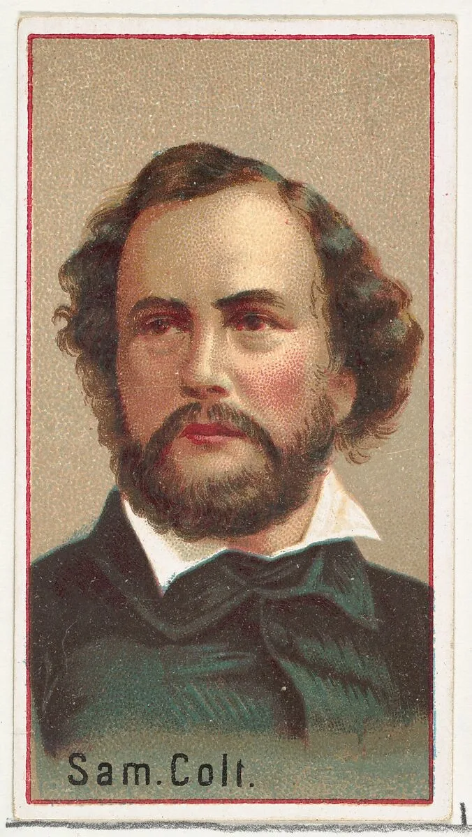 Samuel Colt, printer's sample for the World's Inventors souvenir album (A25) for Allen & Ginter Cigarettes — Allen & Ginter