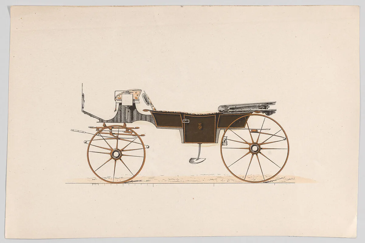 Design for Vis-A-Vis/Sociable Carriage — Anonymous, French, 19th century