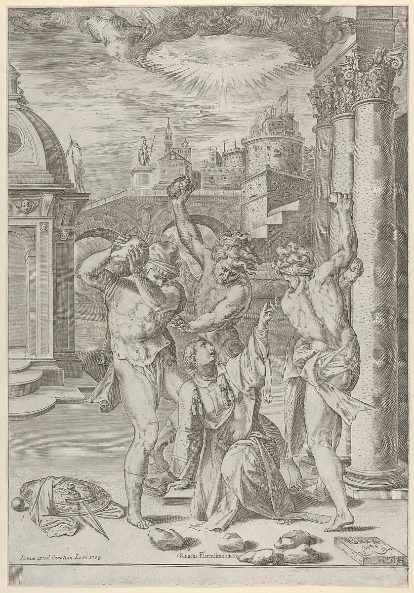 The Stoning of Saint Stephen — Cherubino Alberti (Zaccaria Mattia)|Carlo Losi|Rosso Fiorentino