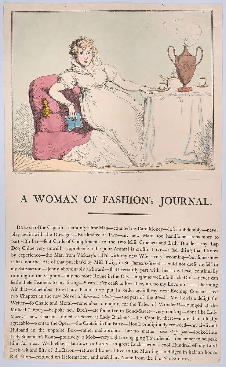 A Woman of Fashion's Journal — Edward Spragg|Thomas Rowlandson