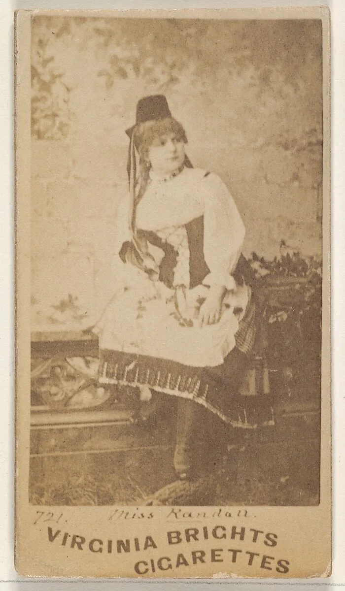 Card 721, Miss Randall, from the Actors and Actresses series (N45, Type 1) for Virginia Brights Cigarettes — Allen & Ginter