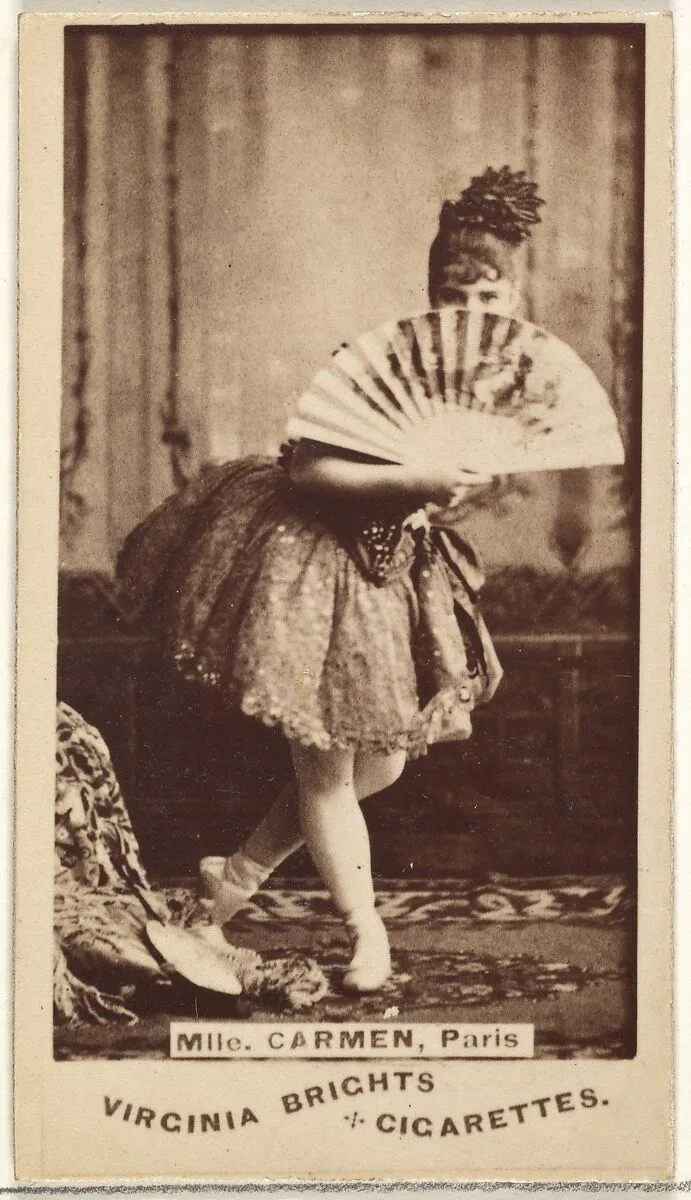 Mlle. Carmen, Paris, from the Actors and Actresses series (N45, Type 1) for Virginia Brights Cigarettes — Allen & Ginter