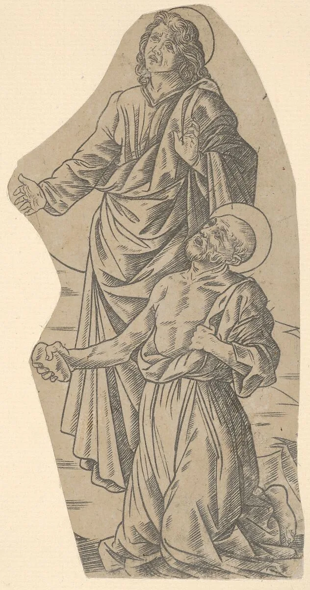 Saint John and Saint Jerome (fragment from a Crucifixion) — Francesco Rosselli|Filippino Lippi