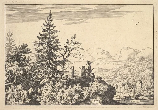 Two Men on a Rock Terrace