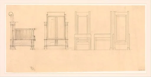 Design for a Lounge Chair and a Side Chair, side and rear views