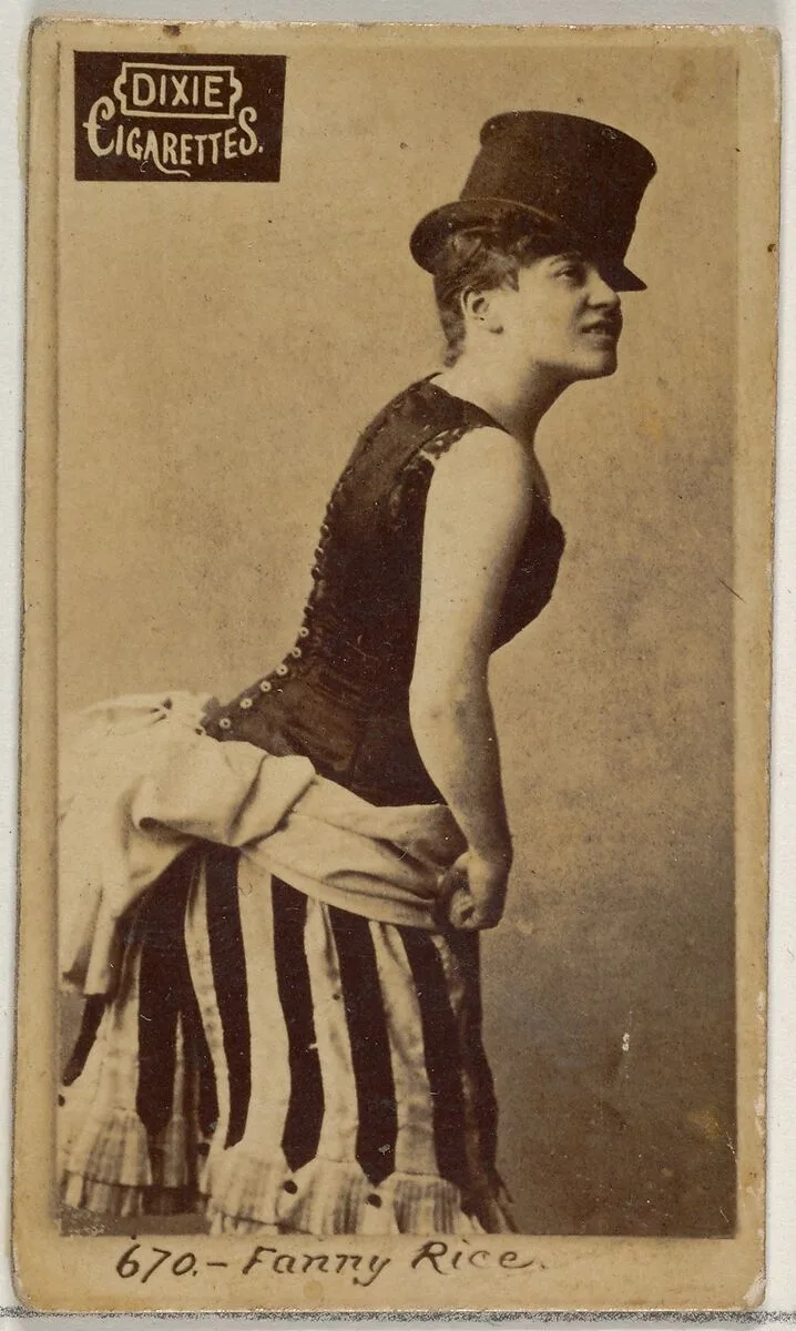 Card 670, Fanny Rice, from the Actors and Actresses series (N45, Type 7) for Dixie Cigarettes — Allen & Ginter