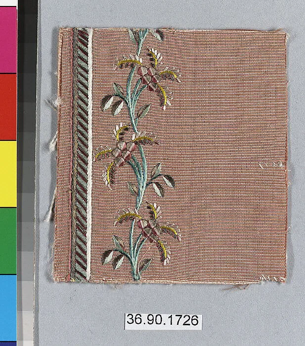 Embroidery sample for a man’s suit or waistcoat — Unknown