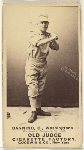 James "Jim" M. Banning, Catcher, Washington Nationals, from the Old Judge series (N172) for Old Judge Cigarettes