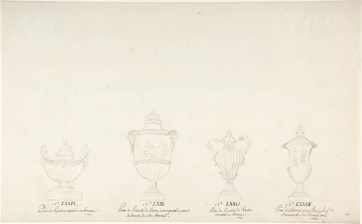 Design for Four Vases — Anonymous, French, 18th century
