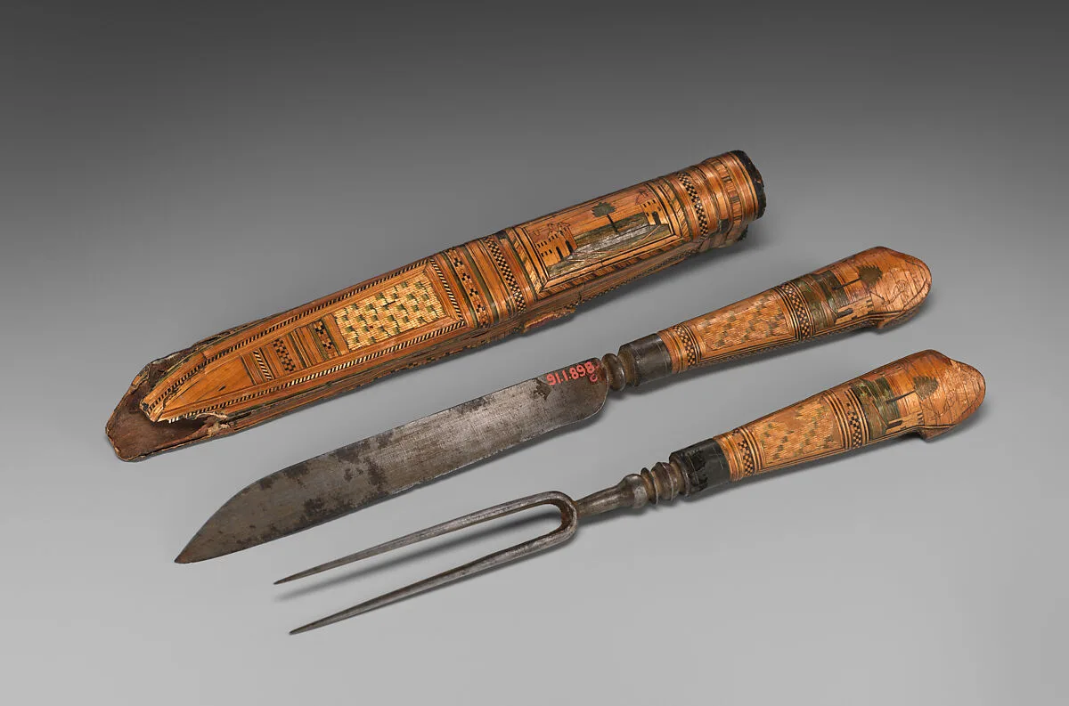 Knife, fork and scabbard — Unknown