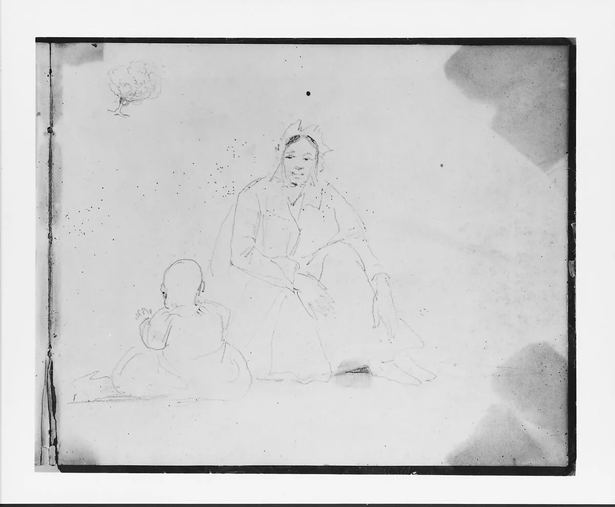 Mother and Baby; Sketch of a Tree (from Sketchbook) — Francis William Edmonds