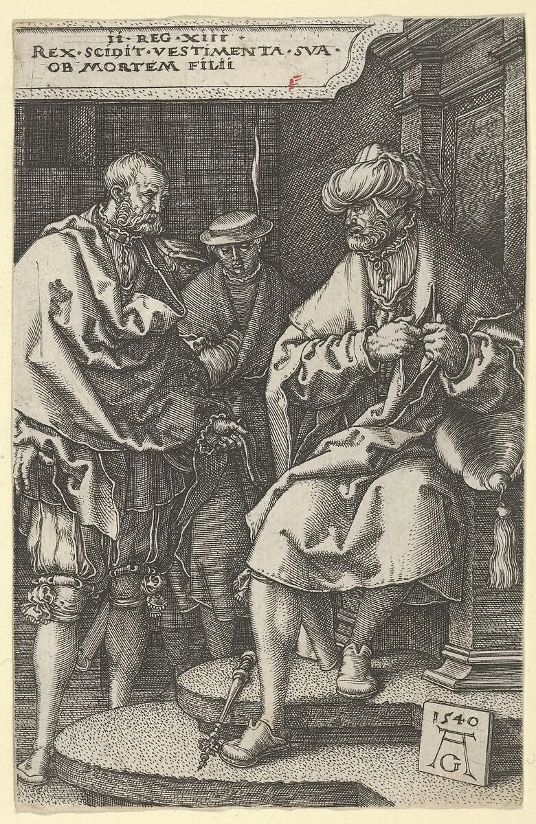 David Tearing His Clothes in Grief, from "The Story of Amnon and Tamar" — Heinrich Aldegrever