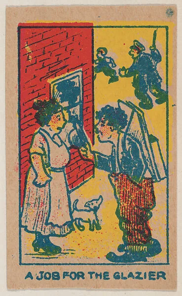 "A Job for the Glazier" trade card from the Charlie Chaplin series (W539) — Universal Toy & Novelty Manufacturing Company