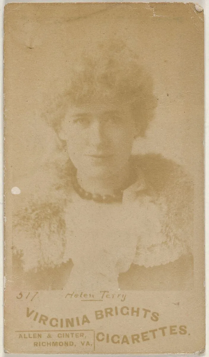 Card 517, Helen Terry, from the Actors and Actresses series (N45, Type 6) for Virginia Brights Cigarettes — Allen & Ginter