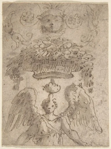 Design of an Urn with Figural Ornament.