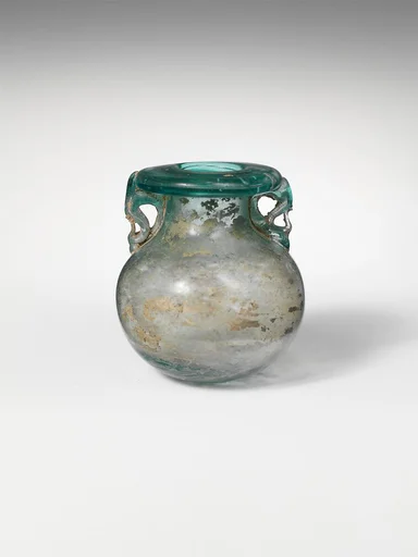 Glass aryballos (oil bottle)