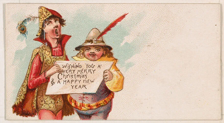 Wishing You a Very Merry Christmas and a Happy New Year, from the New Years 1890 series (N227) issued by Kinney Bros. — Kinney Brothers Tobacco Company