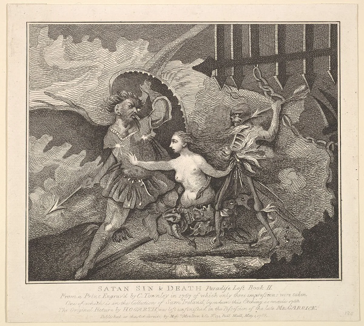 Satan, Sin and Death (Paradise Lost, Book II) — William Hogarth|Samuel Ireland|Molton and Co.|John Milton|Charles Townley