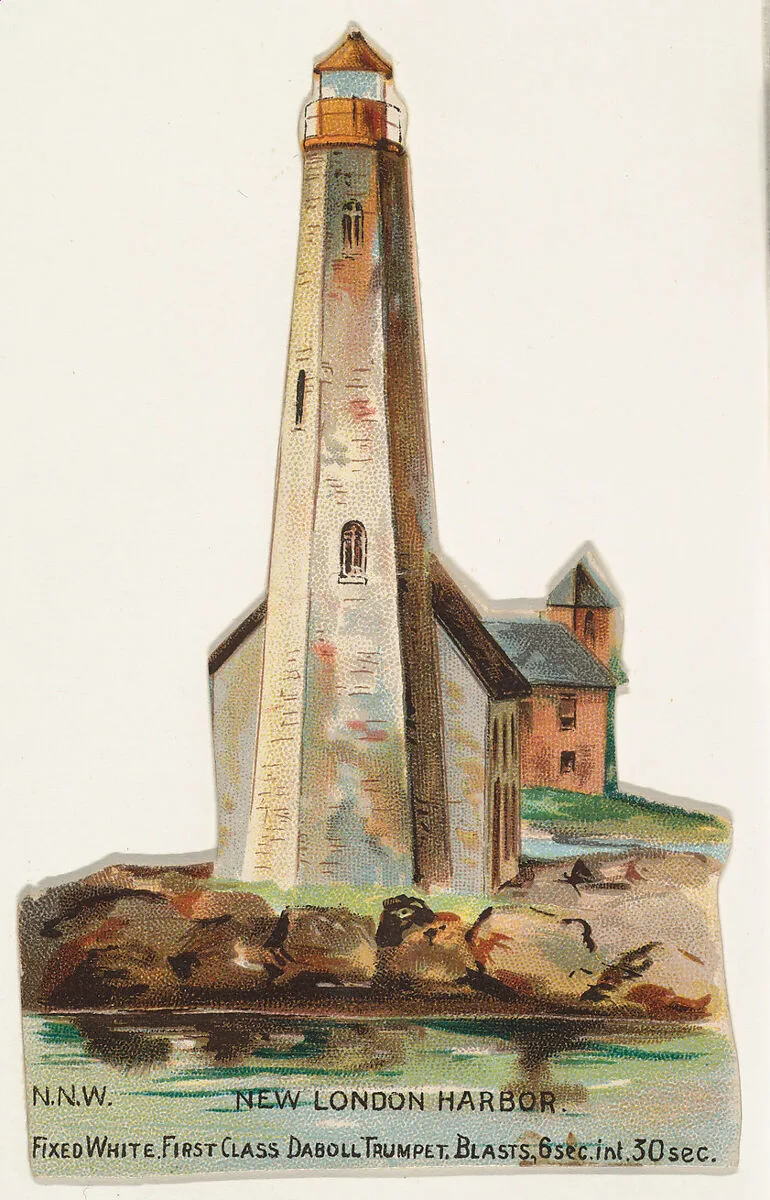 New London Harbor, from the Lighthouses series (N119) issued by Duke Sons & Co. to promote Honest Long Cut Tobacco — The Giles Company|W. Duke, Sons & Co.