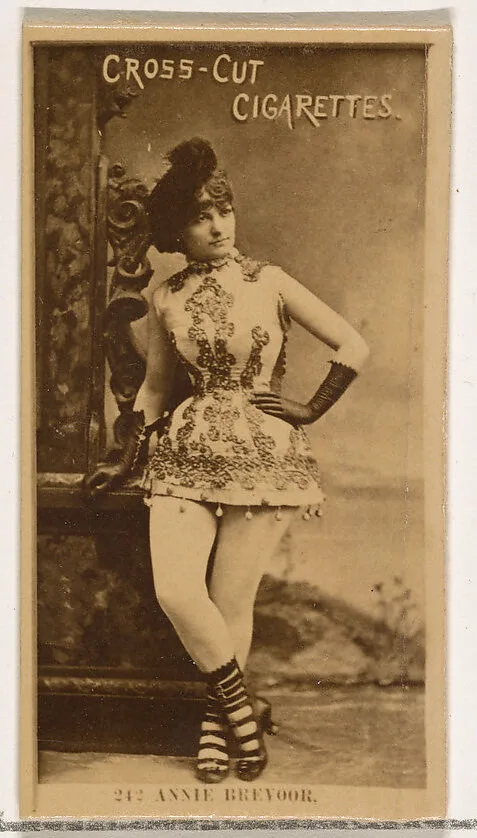 Card Number 242, Annie Brevoor, from the Actors and Actresses series (N145-2) issued by Duke Sons & Co. to promote Cross Cut Cigarettes — W. Duke, Sons & Co.