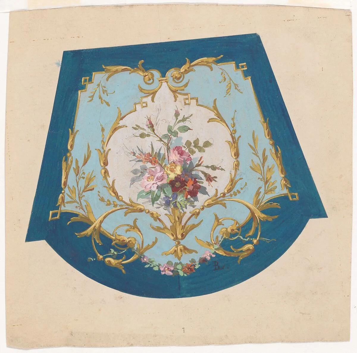 Design for a Chair Seat Cover — Anonymous, French, 19th century