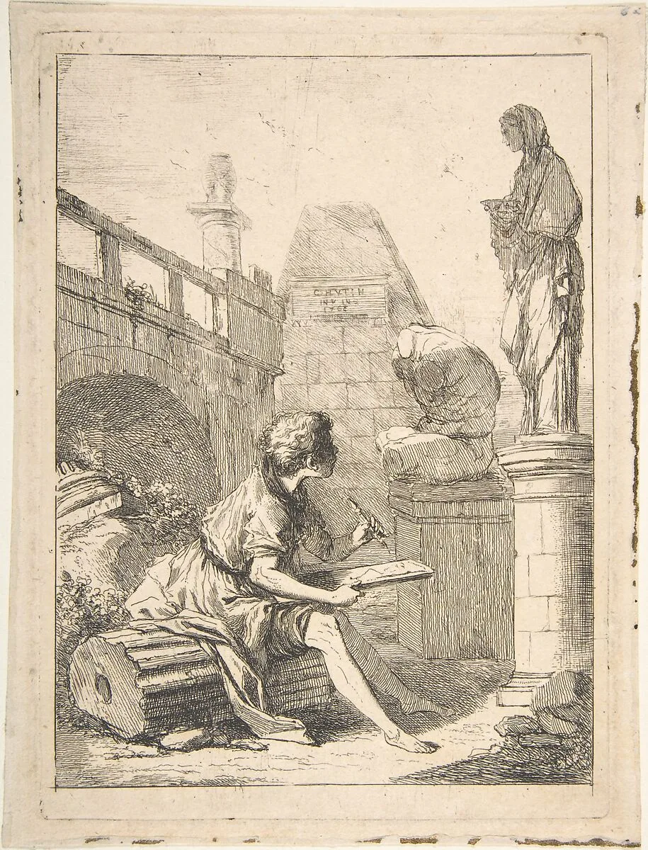 Boy Sketching Ruins — Charles Hutin
