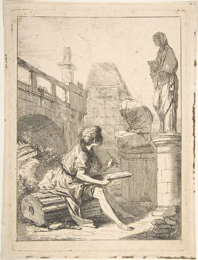 Boy Sketching Ruins