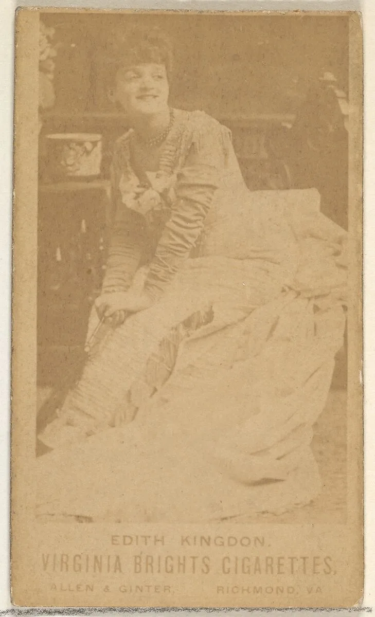 Edith Kingdon, from the Actors and Actresses series (N45, Type 1) for Virginia Brights Cigarettes — Allen & Ginter