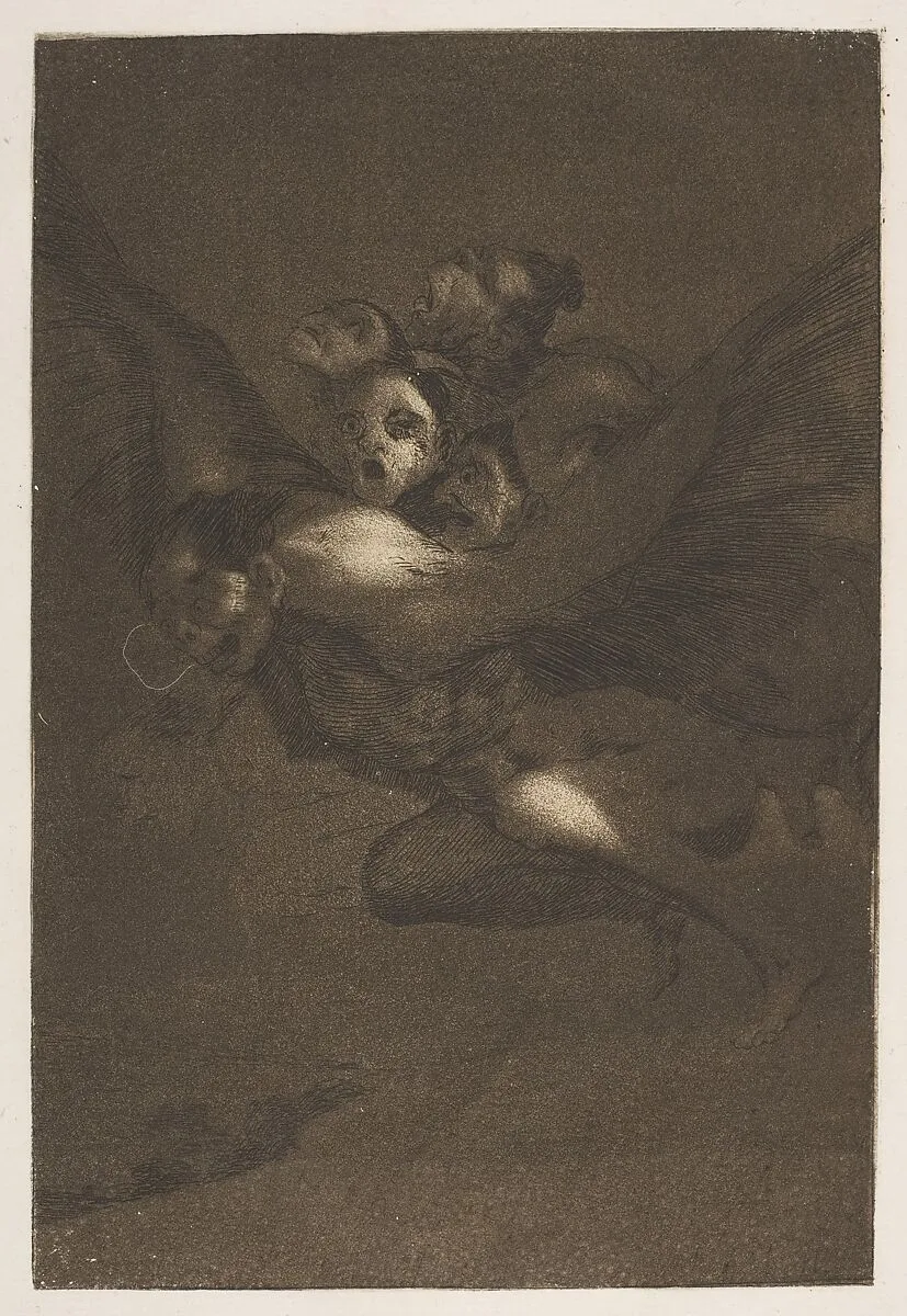 Plate 64 from "Los Caprichos": Bon Voyage (Buen Viage) — Goya (Francisco de Goya y Lucientes)
