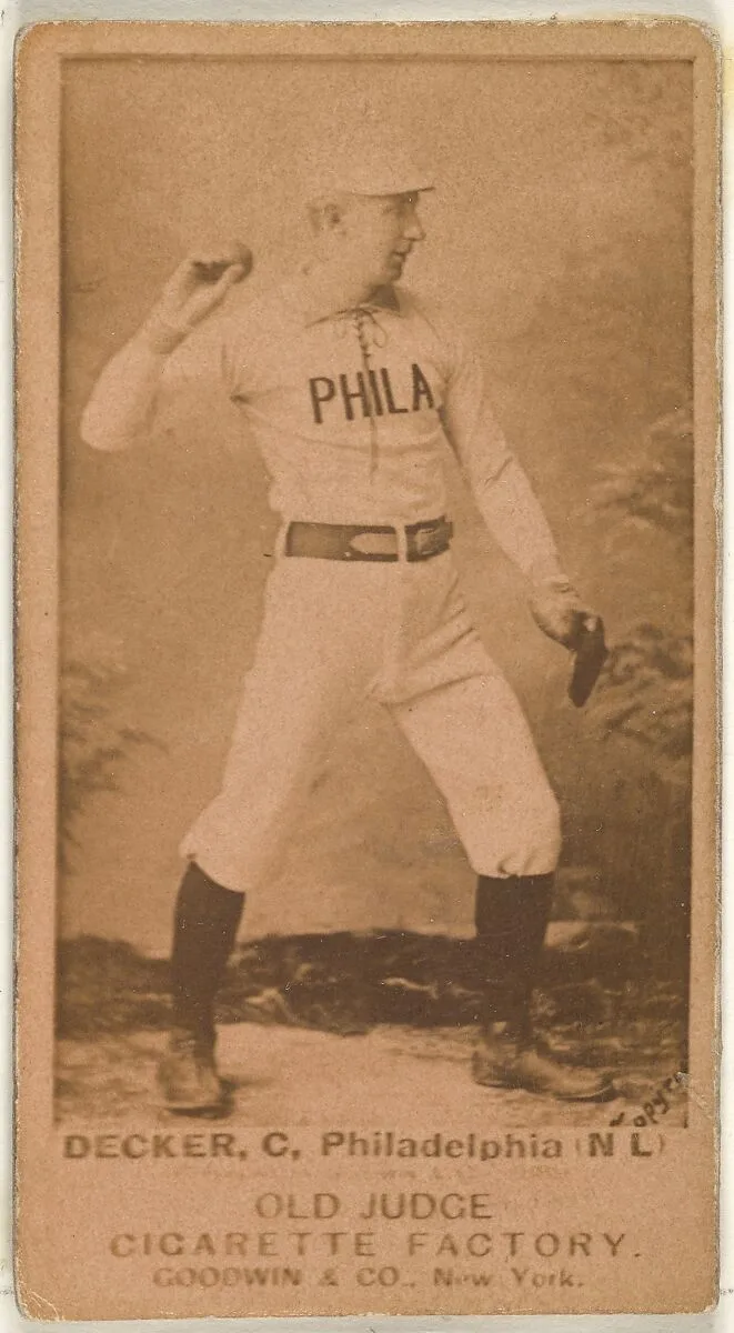 Decker, Catcher, Philadelphia, from the Old Judge series (N172) for Old Judge Cigarettes — Goodwin & Company