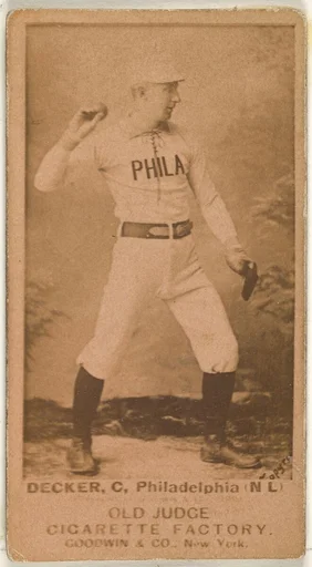 Decker, Catcher, Philadelphia, from the Old Judge series (N172) for Old Judge Cigarettes