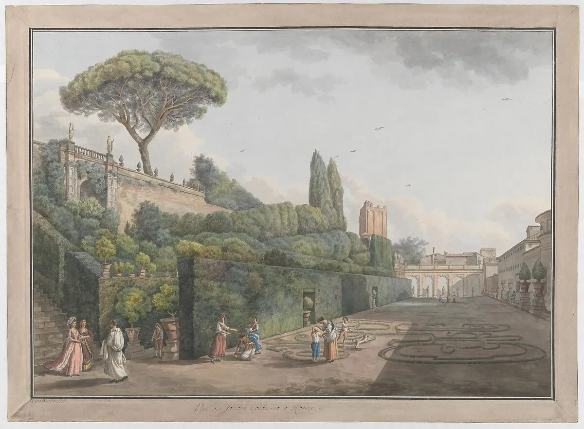 Garden of Palazzo Colonna — Abraham Louis Rodolphe Ducros|Giovanni Volpato