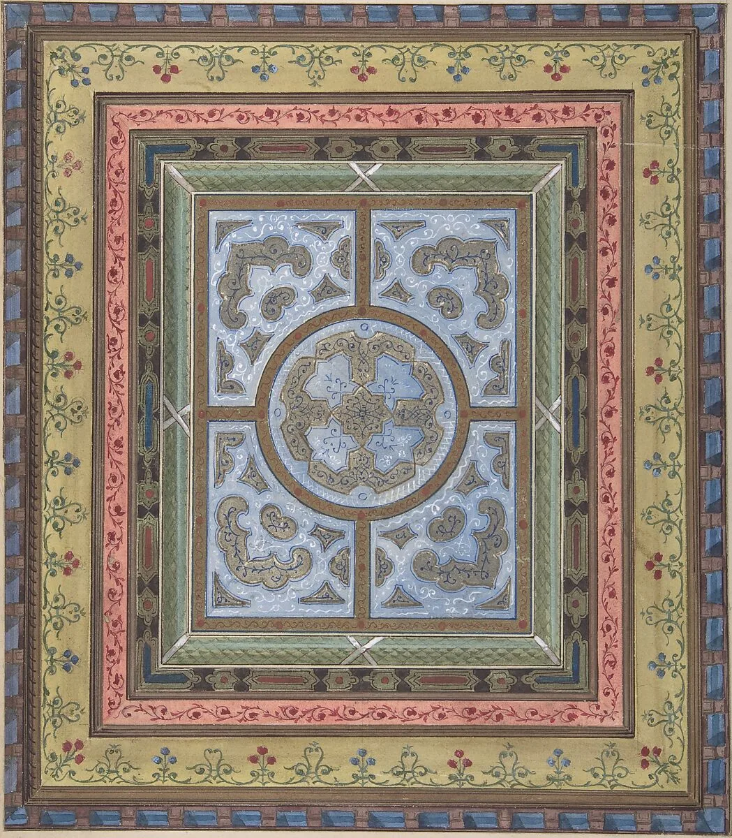 Design for Ceiling with Plant and Arabesque Decoration — Charles Monblond