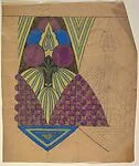 Panel with a Pattern of Decorative Melon Trees Between Gold Arches with Purple Circles — Anonymous, French, 20th century