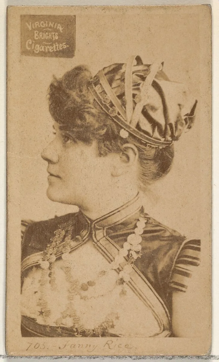 Card 705, Fanny Rice, from the Actors and Actresses series (N45, Type 2) for Virginia Brights Cigarettes — Allen & Ginter