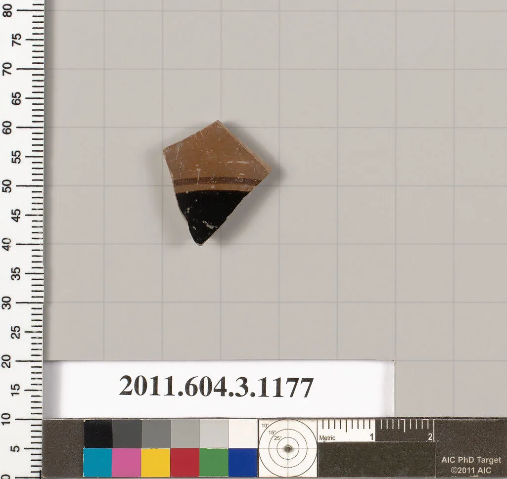 Terracotta fragment of a mastoid (drinking cup with narrow base) or a kyathos (cup-shaped ladle) — Unknown