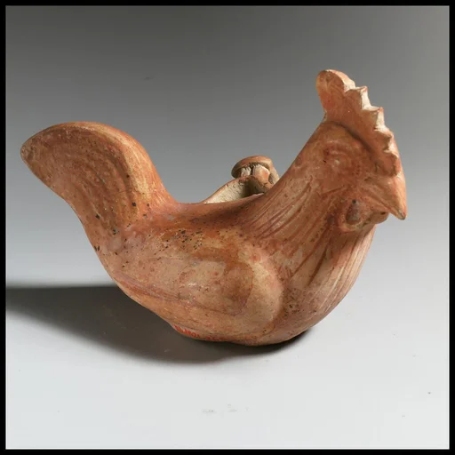 Terracotta askos (flask with a spout) in the form of a cock