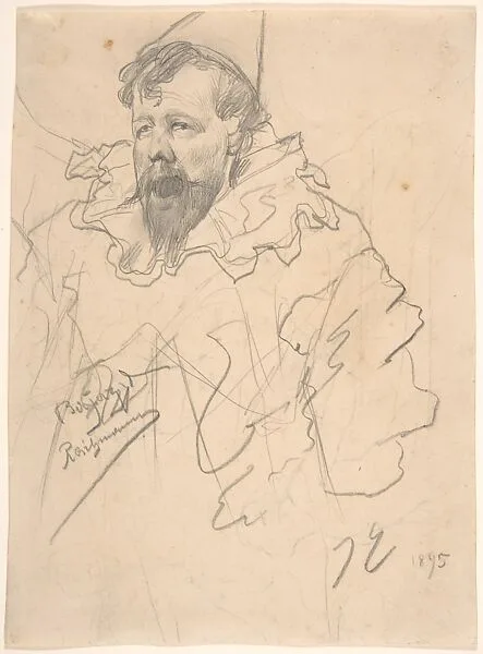 Self-Portrait in Clown Costume; Verso: Sketches of the Torsos of Five Nude Women with their Arms Extended — James Ensor|James Ensor