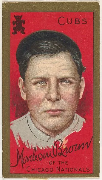 Mordecai Brown, Chicago Cubs, National League, from the "Baseball Series" (Gold Borders) set (T205) issued by the American Tobacco Company — American Tobacco Company