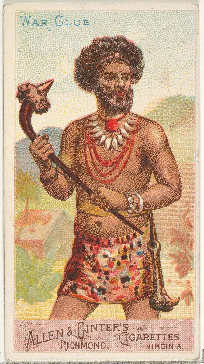 War Club, from the Arms of All Nations series (N3) for Allen & Ginter Cigarettes Brands — Allen & Ginter