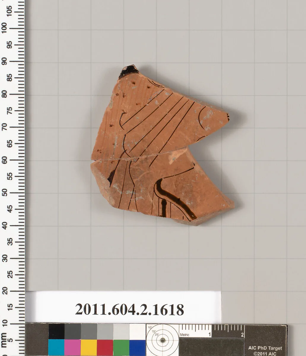 Terracotta fragment of a skyphos (deep drinking cup) — Penthesilea Painter