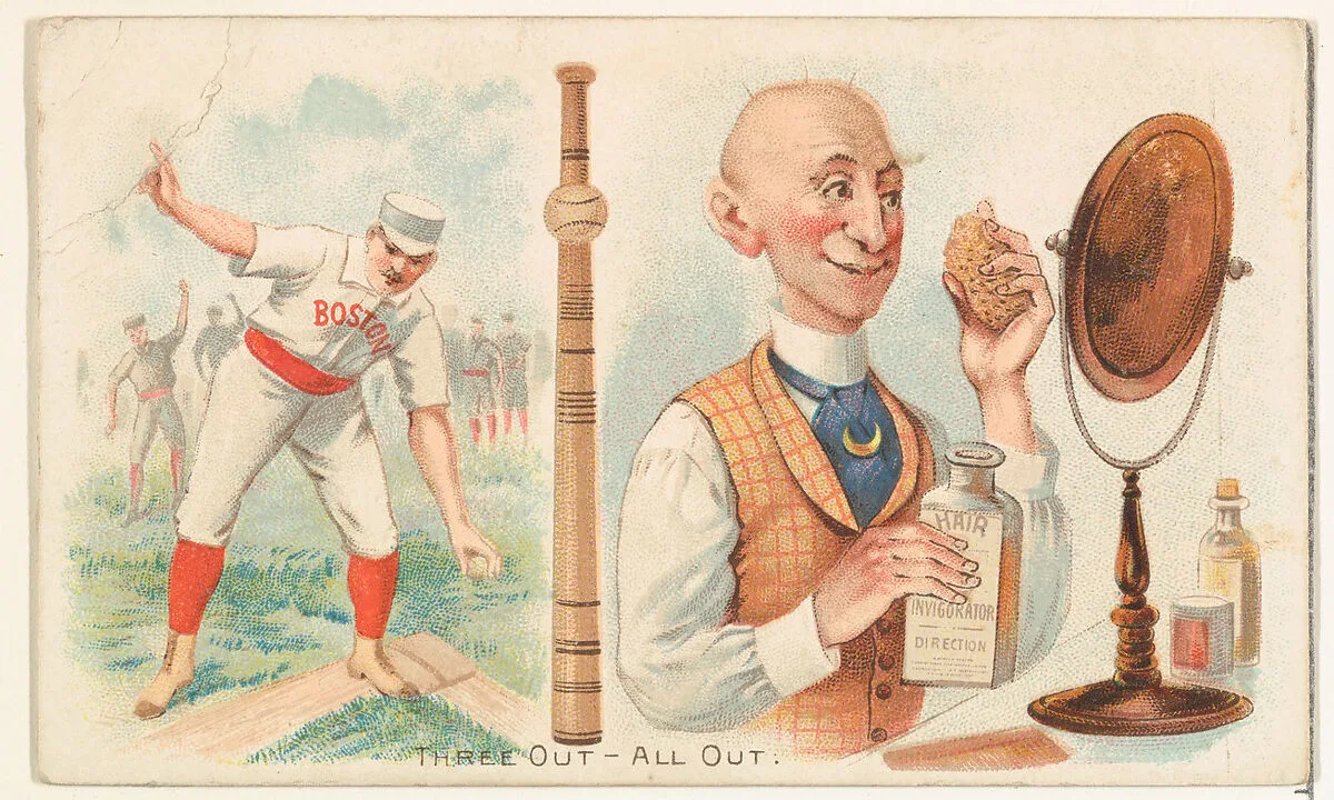 Out- All Out, from the Talk of the Diamond set (N135) issued by Duke Sons & Co., a branch of the American Tobacco Company — W. Duke, Sons & Co.|Schumacher & Ettlinger|American Tobacco Company